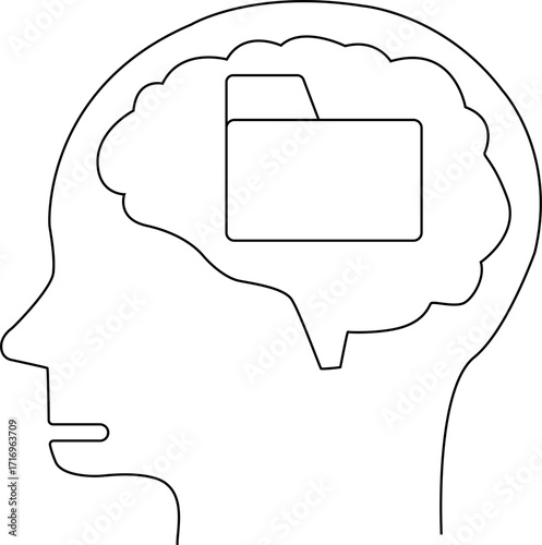 human head brain icon and folder icon with white background