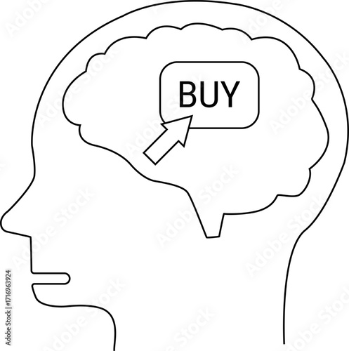 human head brain icon and buy button icon with white background