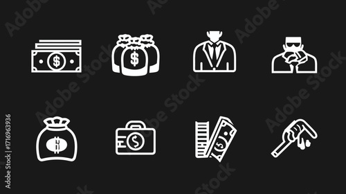Money, wealth, richness, gangster, mafia, icons.