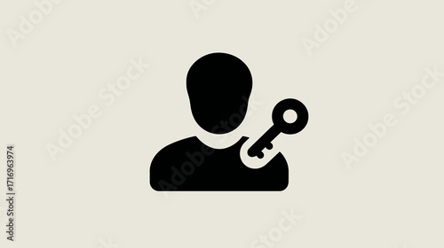 Person with Key Icon Security Access.