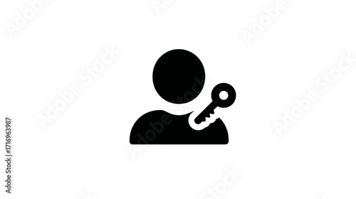 Person with Key Icon Security Access.