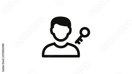Person with Key Icon User Access Security.