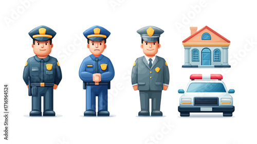 Three Police Officers in Uniform.