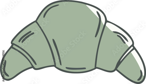 Simple baked croissant pastry with outer layer detail hand drawn style delicious breakfast food