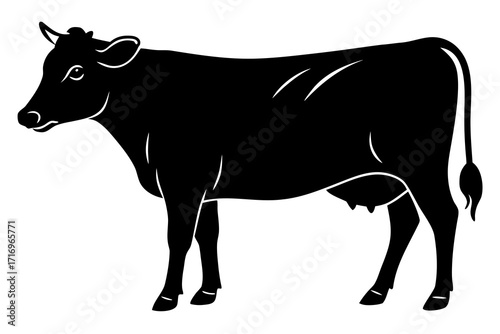 Vector art of sillouette of a cow standing