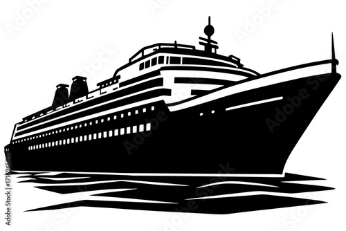 Vector art of cruise ship sailing on the water