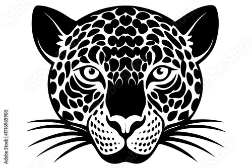 Vector art of jaguar head with spots, vector illustration