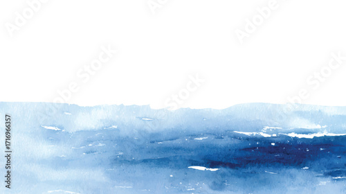 Beautifully Fluid Abstract Ocean Wave Design in Soft Blue and White, Highlighting a Tsunami Wave in Cartoon Style, Creating a Smooth Watercolor Splash That Evokes the Calm and Majesty of Tropical Wat