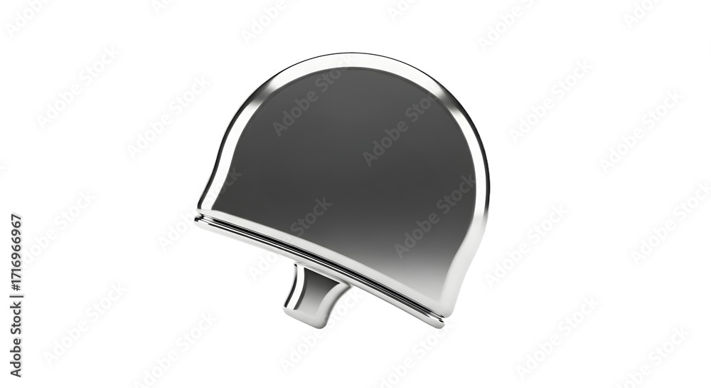 Fototapeta premium Modern Silver Ping Pong Paddle with Black Surface on Light Gray Background