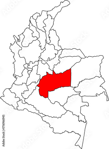 A detailed vector map of Colombia highlighting the Meta department. Perfect for data visualization, presentations, and educational infographics.

