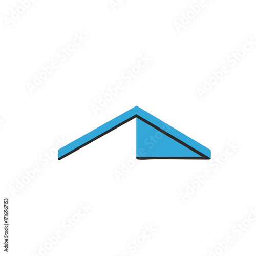 A sleek, contemporary blue roof icon featuring a clean, minimalist design, symbolizing concepts of home, shelter, property, and architectural development.