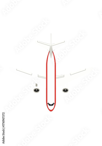 Clean Flat Design Passenger Airplane Top View