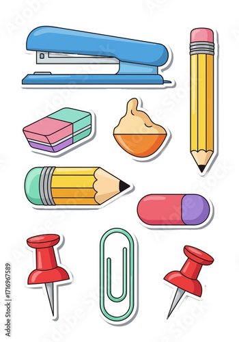 Flat Design School and Office Supplies Sticker Pack