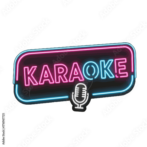 Neon karaoke sign with microphone icon