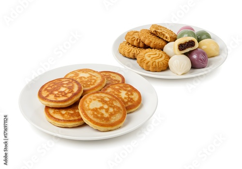 Two plates of delicious sweet pastries and mooncakes ideal for celebratory occasions
