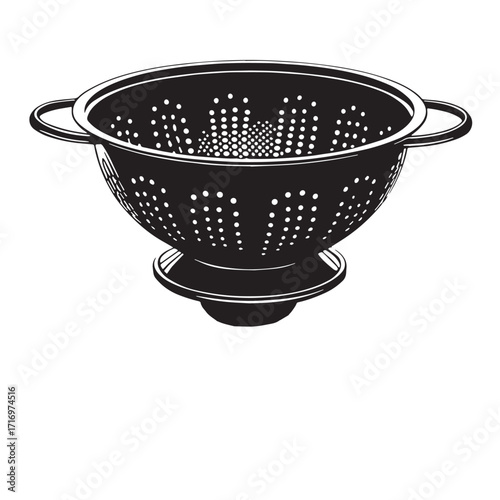 Black colander Silhouette Vector, High Quality Illustration on White Background