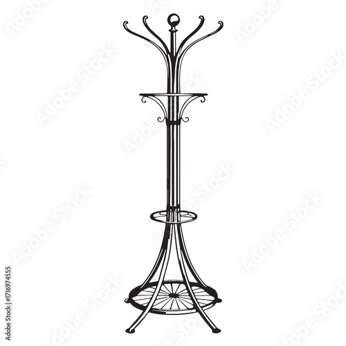 Black coat rack Silhouette Vector, High Quality Illustration on White Background