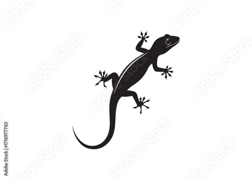 Reptile silhouette icon, black lizard gecko vector isolated on clean white background.