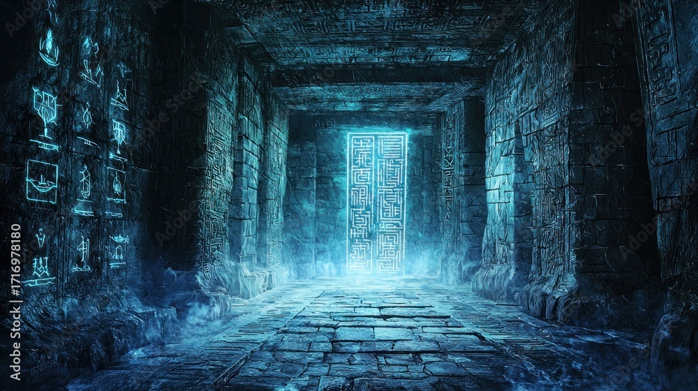 Fototapeta premium Enigmatic Glacial Tomb: A Cryptic Portal Beckons