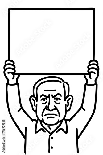 Angry Man Holding Blank Protest Sign