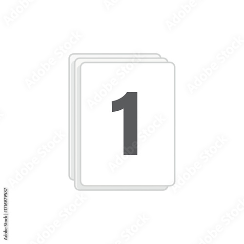 Two stacked white cards displaying a bold, dark gray number one.