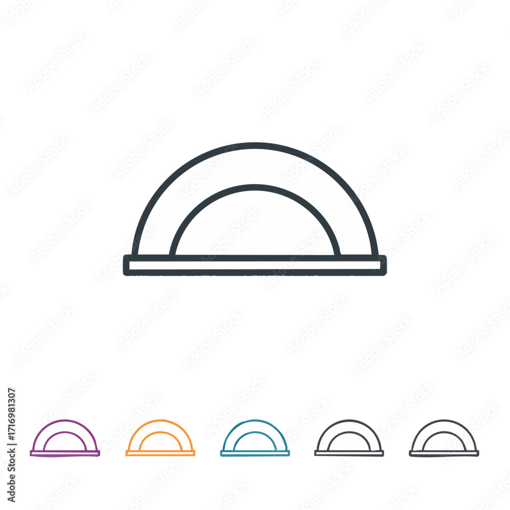 Fototapeta premium A minimalist line art icon of a protractor, symbolizing precise measurement and geometric principles, ideal for educational resources and modern design projects.