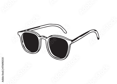 Sunglasses silhouette vector, sunglass icon isolated on white background.