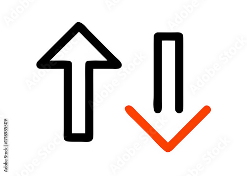 Bold Arrows Upward Focus and Downward Trend in Graphic Illustration
