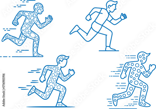 Runners in motion capture the essence of speed, perfect for fitness and lifestyle themes
