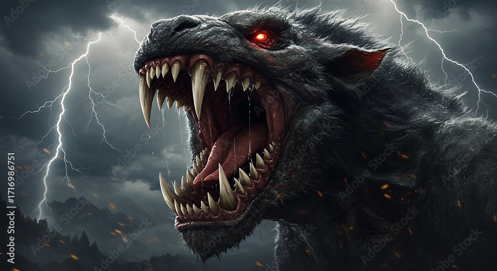 Fototapeta premium Dark creature roaring