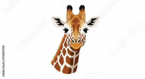 Illustrative giraffe portrait with detailed features, showcasing unique patternings and elegant design elements suitable for diverse creative
