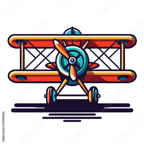 biplane, airplane, plane, aircraft, air, propeller, flight, sky, vintage, aeroplane, old, fly, retro, aviation, transport, wing, pilot, travel, illustration, red, background, vector, transportation, w
