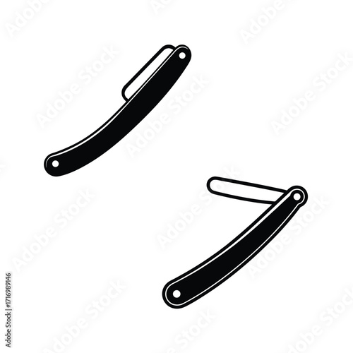 Black and white silhouette classic straight razor