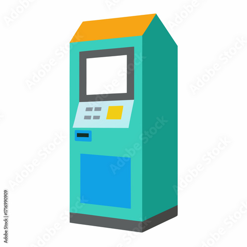 ATM Booth Machine Silhouette Illustration Modern Banking and Finance Vector Design