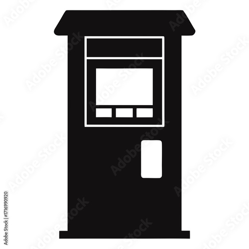 ATM Booth Machine Silhouette Illustration Modern Banking and Finance Vector Design