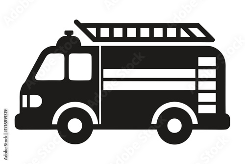 Fire Engine with Ladder Emergency Vehicle Vector Illustration for Creative Projects