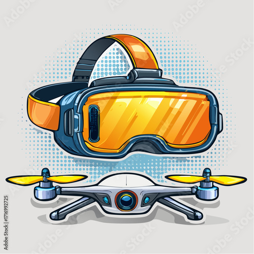VR Goggles and Drone Illustration for Tech Enthusiasts