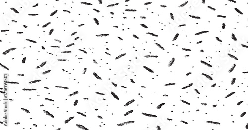 Dirty or dust film grain speck grit grunge overlay on Texture white with black noise. Speckled chaotic background with scratches and dots.