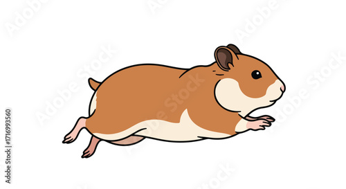 Animated hamster illustration showcasing its dynamic movement and adorable expression in a playful pose