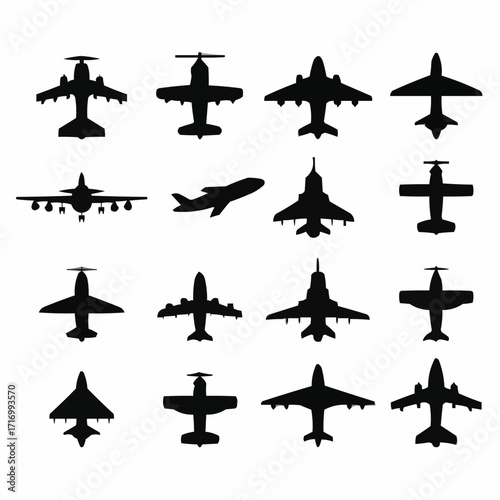 silhouettes of airplanes vector illustration