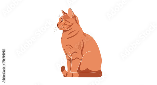 Elegant ginger tabby illustration, capturing the feline's poised posture and sleek design with detailed stripes and expressive gaze in vector form