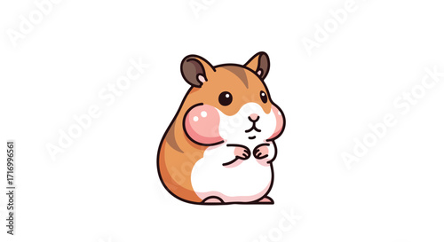 Adorable Cartoon Hamster Illustration with Chubby Cheeks on Clean White Background for Pet-Themed Design Projects