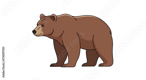 Cartoon Brown Bear Illustration on Isolated Background for Educational Material and Design Projects