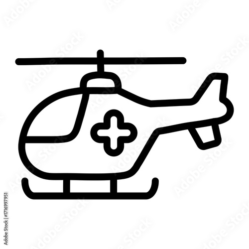 Rescue Helicopter Vector Line Icon Design