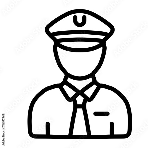 Security Guard Vector Line Icon Design