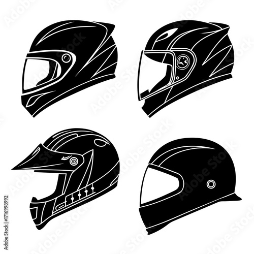 Assorted Motorcycle Helmet Silhouettes Collection motocross