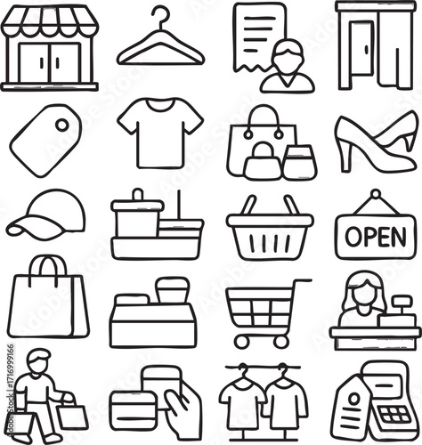 Shopping and Retail Line Icon Set.