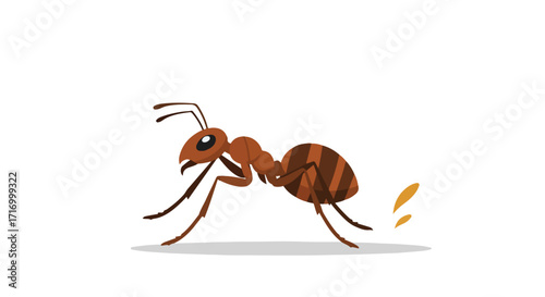 Animated cartoon depiction of an ant in motion, captured in a minimalist digital illustration style for children's media or design projects