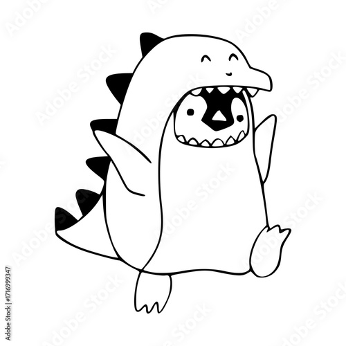 cute penguin with dinosaur costume