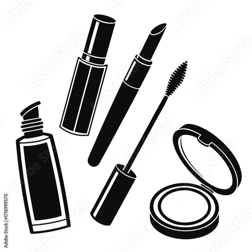 Black And White Makeup Icons With Mascara And Lipstick